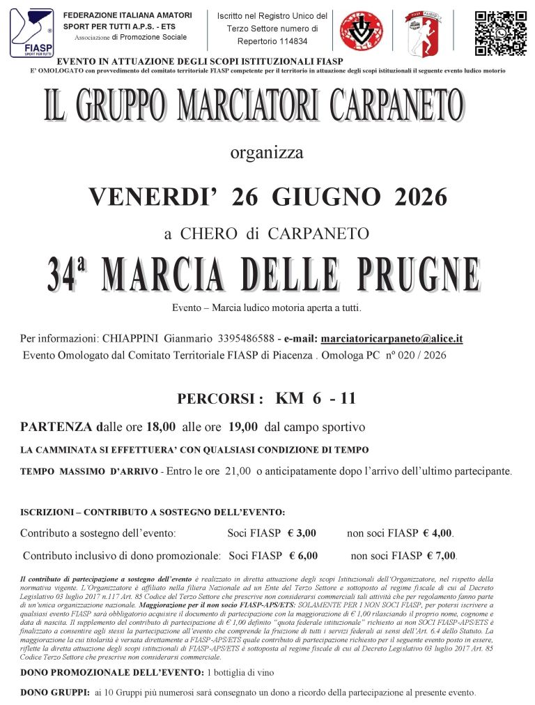34° Marcia delle Prugne